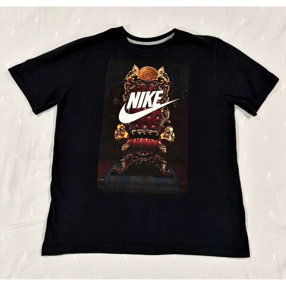 Nike Mens Graphic T-Shirt Black King Throne Basketball Swoosh XL Regular Fit